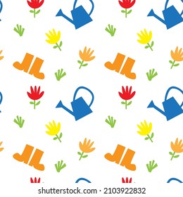 Spring gardening elements pure nature flowers seamless pattern