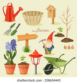 Spring gardening. Garden icon set