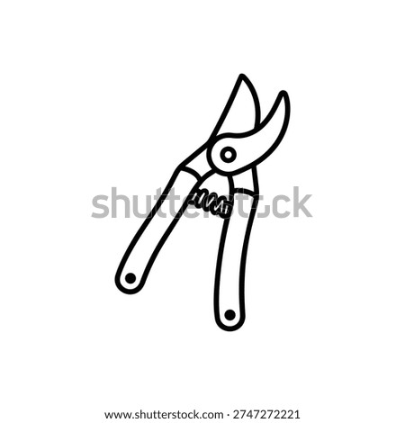 Spring gardening pruner black and white vector illustration spring garden pruning shears outline icon