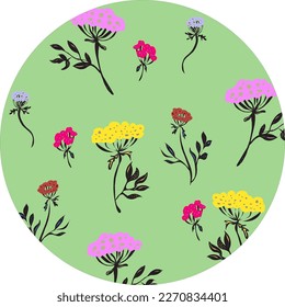 Spring gentle design. Wildflowers in a circle