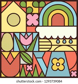 Spring, geometric illustration. Vector pattern