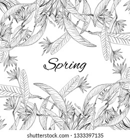 Spring gift card template. Decoration element. Celebration decor. Hand drawn style. Vector art.