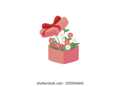 Icono del vector de flor blanca rosa de regalo de primavera