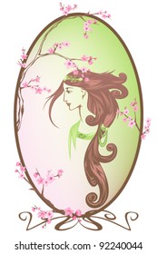 spring girl portrait vector - all elements are editable