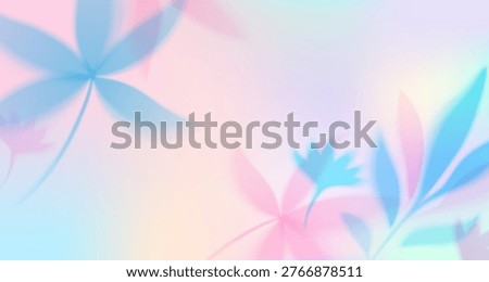 Spring gradient blurred background vector illustration. Defocused leaves and flowers in pastel colors, abstract summer nature pattern with floral design and color gradation, moder art