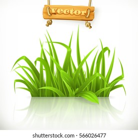 Spring grass 3d vector icon