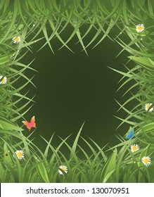 Spring Grass Background. EPS 8 vector, grouped for easy editing. No open shapes or paths.