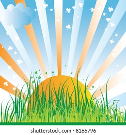 Spring grass background. Vector illustration