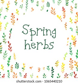 Spring grass inscription vector illustration hand drawing