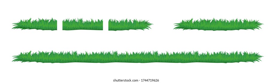 Spring grass. Natural green saturated platform grass lawn lush horizontal ecological natural young vector foliage open green shoots beautiful clipart herbal pattern.