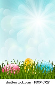 Spring grass on sunny background