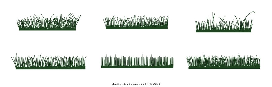 Spring Grass conjunto de grama verde conjunto de grama verde, conjunto de grama verde na ilustração vetor fundo transparente.