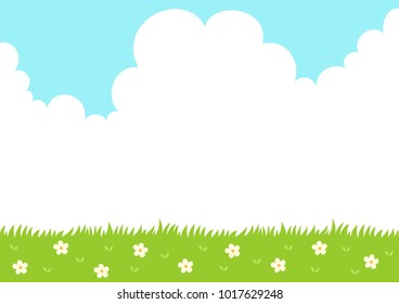 Spring grass with sky background