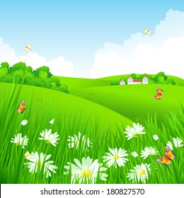 Spring Grass Vector Background Stock Vector (Royalty Free) 180827570 ...