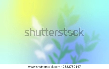 Spring Green Background with Blurred Leaves. Vector Abstract Blue, Yellow and Green Gradation. Pastel Colored Bg with Spring Plant Leaf