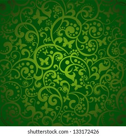 Spring green background with butterfly. vector illustration