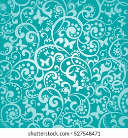 Spring green background with butterfly. vector illustration