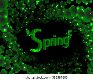 spring green background with foliage and gloss
