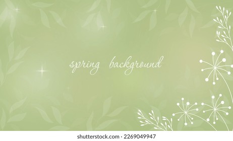grüner Frühling-Hintergrund mit Pflanzensilhouetten und Kopienraum