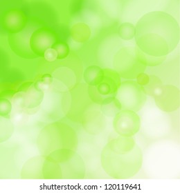 Spring Green bokeh abstract light background. Vector illustration. Natural green background with selective focus.