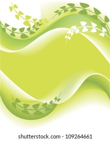spring green branches and leaves on a light background