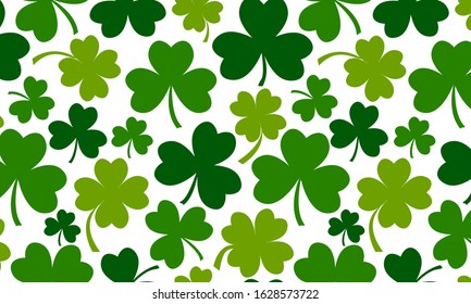 Spring green clover background for Saint Patricks Day. Vector illustration