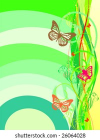 spring green design with butterflies