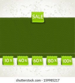 Spring green environment arrival label sale percents on the fabric