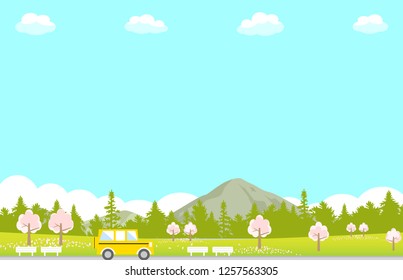 spring green field and traffic