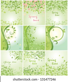 Spring green floral backgrounds