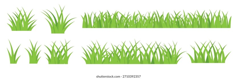 Frühlingsgrünes Gras einzeln auf weißem Hintergrund. Grasränder gesetzt.