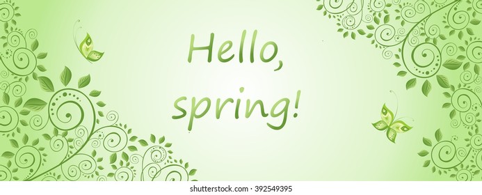 Spring green horizontal decorative banner