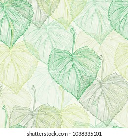 Spring green leaf seamless pattern