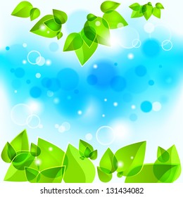 Spring green leaves abstract background