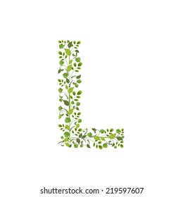 Spring green leaves. eco letter L