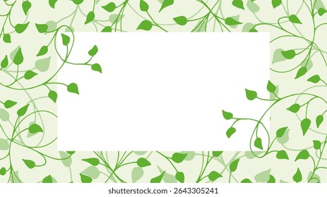 Spring green, light, soft frame of floral tree branch, leaf, plants. Hand drawing doodles of botanical elements. Text box