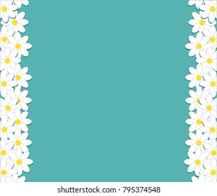 
Spring green nature background with white chamomiles. Floral background 