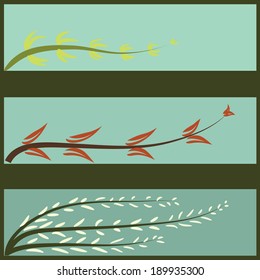 Spring green tree and flower banner,vector vintage design 