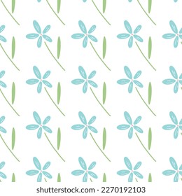 Spring greenery seamless pattern. Womans day, Mothers day. 8 march. Hand drawn vector illustration cute cartoon style