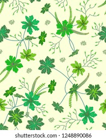 Spring Greenery Vector Seamless Pattern 