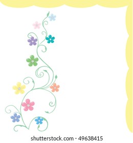 Spring greeting card with delicate flowers in pastel tones