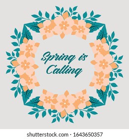 spring greeting card design, with leaf and floral vintage frame. Vector