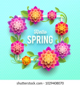 Spring greeting card with flowers.