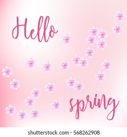 Spring greeting card with flowers. Vector illustration