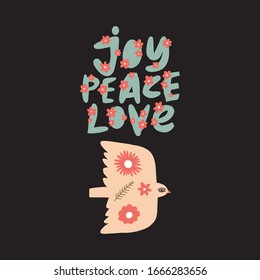 Spring greeting card. Paper cut birds in flat modern scandinavian style. Hand drawn colored set. Hygge and lagom design concept. Vector EPS clip art