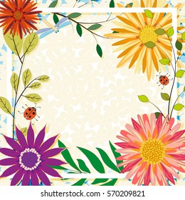 spring greeting card with place for text on flower background