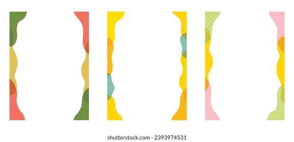 Plantilla de tarjetas de saludo de primavera establecida. diseño de fondo y marco geométrico pintado a mano.