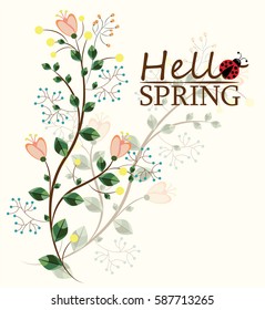 Spring greeting card vintage flower design vector