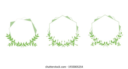 Spring greeting concept. Green leaves wreath collection for invitations, cards and frames design. illustration vector.