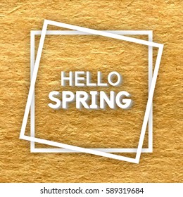 Spring Greeting Postcard. Use this Card for Congratulations. Best Vector design. Decorative text with cardboard texture. Interesting Template for banners, brochures, placards, flyers, posters.  